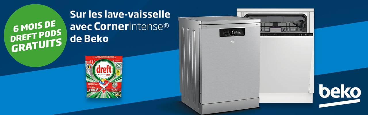 Beko vaatwassers met CornerIntense - Nu met 6 maandenDreft platinum pods gratis