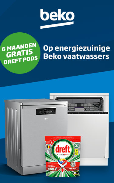 Energiezuinige vaatwassers van Beko, nu met 6 maanden gratis Dreft pods