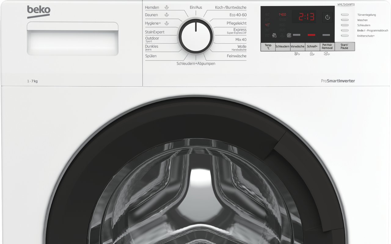 Freistehende Waschmaschine (7 kg, 1400 U-Min) | BEKO WML71434NPS1 