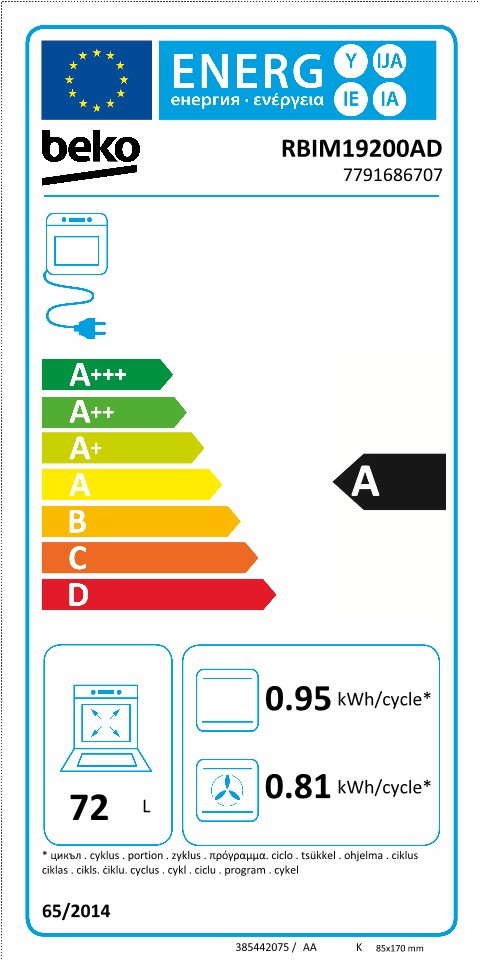 BEKO RBIM19200AD - Forno Rustico da incasso multifunzione da 60 cm -  Termoventilato - Classe A - Grigio Antracite - 71 Lt - 8 Funzioni -  Orologio Analogico - Pulizia Hidroclean - Forni elettrici - Forni incasso -  Elettrodomestici da Incasso