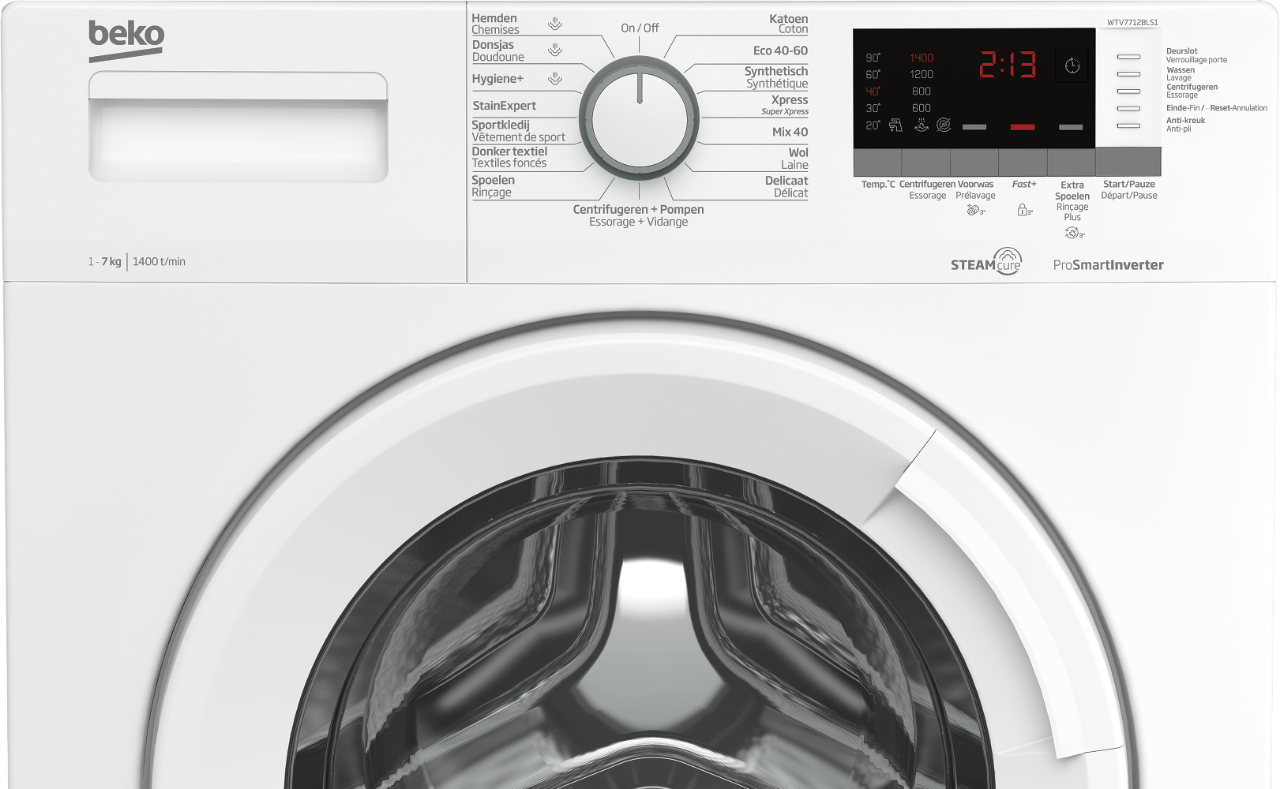 Gesprekelijk Absoluut cruise Vrijstaande Wasmachine (7 kg, 1400 rpm) | WTV7712BLS1 | BEKO